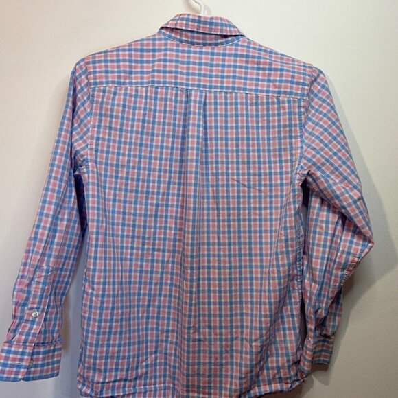 Vineyard Vines Boy's Cotton Pink / Blue Check Whale Shirt - Size Medium (12-14) - Picture 4 of 4